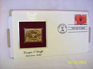 Georgia O'Keeffe copertina primo giorno dal 1996 Gold Stamp Replica di USPS - Foto 1 di 5