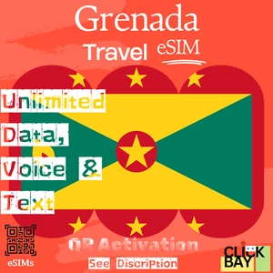 Esim, Grenada Travel eSIM, 25GB internet Data + Unlimited Call & SMS for 30 Days - Photo 1 sur 7