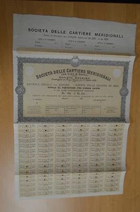 Societa Delle Cartiere Meridionali,Specimen Certificates for 5 shares of 250 lir - Picture 1 of 2