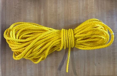 VALLEY 5/16" 100 ft. of hollow braid 8 Strand Polypropylene rope. Yellow. Made in USA
