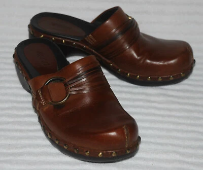 Zuecos sin cordones de cuero marrón Ecco zapatos cómodos para caminar para mujer EU 36 US 5.5-6 Foto 1 de 4