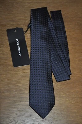 Auténtica nueva corbata Dolce Gabbana azul seda lunares Foto 1 de 4