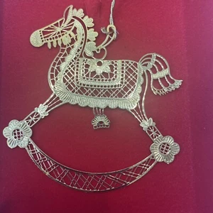 Camerlane 24kt Gold Finish Rocking Horse Pony Christmas Ornament Tamelane Collec - Imagen 1 de 9