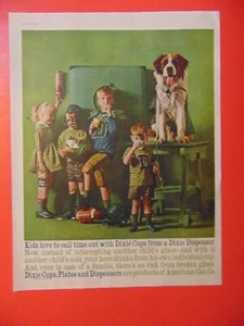 1960 DIXIE CUPS Happy Kids Big ST BERNARD DOG Vintage Print Ad - Bild 1 von 1
