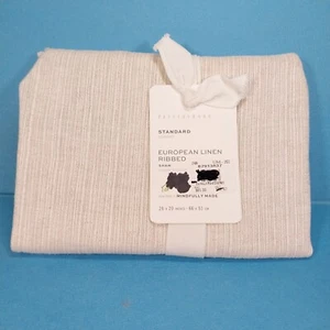 Pottery Barn European Ribbed Linen STANDARD Pillow Sham in Neutral 26x20 - Picture 1 of 10