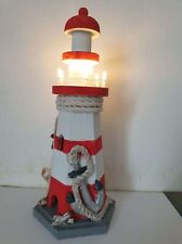 MARITIMES Deko Leuchtturm rot LED Deko Maritim Holz 27 cm Leuchtturm 6 LEDs Hol