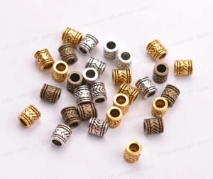 50 piezas cuentas espaciadoras de plata tibetana agujero grande hallazgos de joyería 6 mm A3028 - Imagen 1 de 8