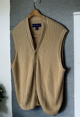 Alan Flusser Mens Sweater Cardigan Vest Sz L button up golf Grandpa Grandpacore - Image 1 of 4