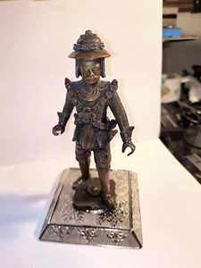 Japanese Bronze Statue  With  Alter Base 7.25" H 4"X4" BASE COME C - Picture 1 of 10