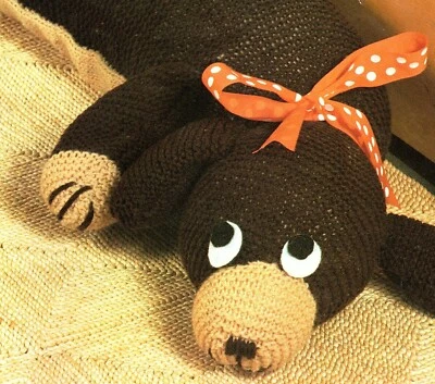 Cute dog draft excluder knitting pattern in DK. 27 ins in length. Sausage dog. - Image 1 of 3