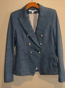 Veronica Beard Denim Einzelknopf Jacke Mantel Gr. 8 blau - Bild 1 von 6