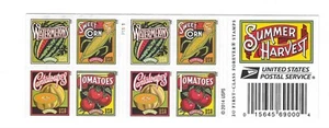 L64 USA sc 5007b booklet pane of 20 summer fruits vegetables complete free shipp - Picture 1 of 1
