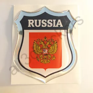 Autocollant Russie Emblème Armoiries Blason Adhésif Russie 3D Résine Voiture - Picture 1 of 3