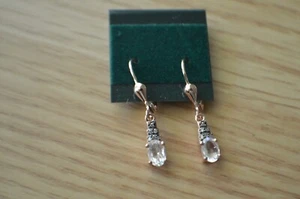 0.70ct Color Change Hyalite /Champagne Diamonds Earrings 14k RG over Fine Silver - Picture 1 of 9