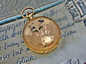 Nice 14k gold nun pocket watch from the 1800s. - Picture 1 of 12