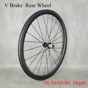 Carbon Road Bike Rear Wheel V Brake 700C 38/50/60/88x25mm UD Matte Glossy Finish - Picture 1 of 11