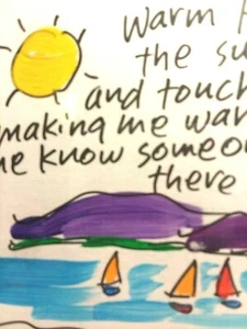 Aquarell & Schrift, gerahmt signiert Sally Huss 7,25" x 9,25"  - Bild 1 von 7