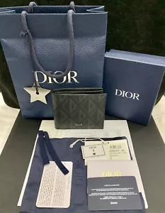 Christian Dior 43E Noir Bi Fold Men’s Wallet CD Diamond Orig Packaging + Receipt - Picture 1 of 16