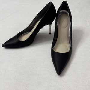 Stuart Weitzman 7.5M Designer Satin Stiletto Rhinestones Black Pumps MW29842 - Picture 1 of 13