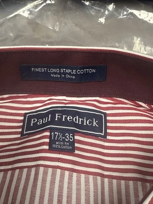 Camisa de vestir Paul Frederick 17 35 para hombre manga larga 100 % algodón rayas abotonada Foto 1 de 4