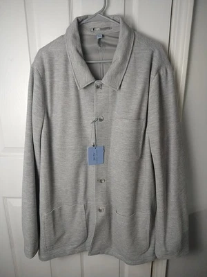 Joseph Abboud Men's 2XLT Grey Knit Chore Jacket Pocket Casual Modern Fit Button - Image 1 of 4