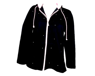 Quacker Factory jacket sz S black/pink hoodie bling full zip athleisure girly - Image 1 of 4