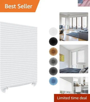 Persianas de papel blanco con filtro de luz inalámbrico sin taladro para ventanas plisadas Foto 1 de 4