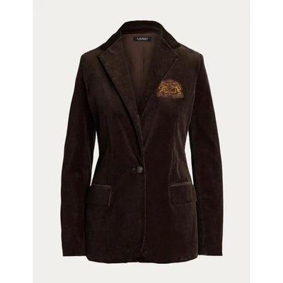 Jaqueta Blazer Lauren Ralph Lauren Feminina Veludo Marrom Botão Tamanho 22W - Imagem 1 de 4