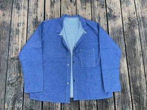 Vintage Denim Arbeitsjacke Druckknopfleiste Chore Mantel Gefängnis Stil Utility 50 Large - Bild 1 von 17
