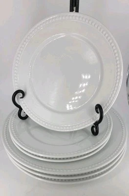 (6) Better Homes & Gardens Sophia Beaded Edge Dinner Salad Plates Discontinued - Image 1 of 4