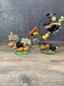 Midwest Importers Creepy Hollow Halloween Witch, Black Cat, Pumpkin Lot. - Picture 1 of 3