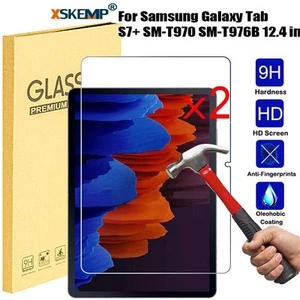 2Pcs Samsung Galaxy Tab S7+ T970 T976B 12.4 in Tempered Glass Screen Protector - Picture 1 of 24