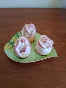Vintage Art Deco Grimwades Royal Winton Pottery Rose Bud Cruet Set - Picture 1 of 8