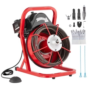 Drain Cleaner Machine Drain Auger 50FT x 3/8 Inch Manual Feed & 4 Cutters - Picture 1 of 12