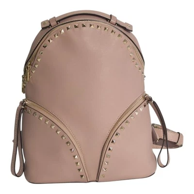 Mochila Valentino Garavani Rockstud Dos Bolsillos en Cuero Rosa Rubor Mediana Foto 1 de 4