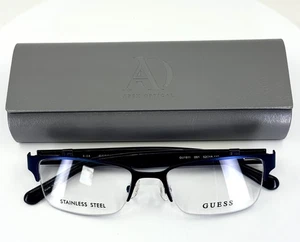 NEW GUESS GU1911 091 Blue Unisex Rectangle Half Rim Eyeglasses 52-18-140 B:32 - Picture 1 of 12