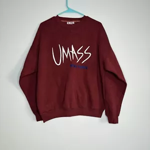 Vtg 90’s UMass Massachusetts Minutemen Amherst RED Sweatshirt Red Oak XL - Picture 1 of 8