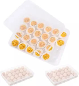 72 Egg Containers with Lids (Set of 3), Stackable Portable Egg Rack, Clear Egg T - Picture 1 of 12