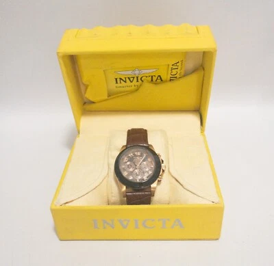 Reloj Hombre Invicta 10712 Cuero Marrón Tono Oro Rosa Foto 1 de 4