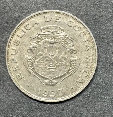 1937 Costa Rica, 25 Centimos Copper-Nickel, KM-175 Key Date Rare 1M Minted - Image 1 of 2
