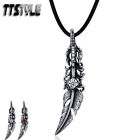 TTstyle 316L Stainless Steel Feather Pendant Dragon Claw Choose Color Free Chain