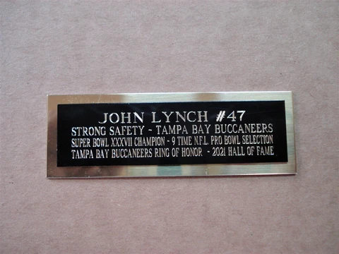 John Lynch Football Card Tampa Bay Buccaneers Card Plaque Nameplate 1" X 3" Cover