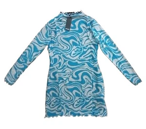 Nasty Gal Mini Dress  Bodycon Mesh Short Stretch Marble Print Womens AU18 US14  - Picture 1 of 9