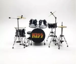 Miniature Drum Kit Band Black Scale 1:12 Instrument Musical For Display Gift - Picture 1 of 3