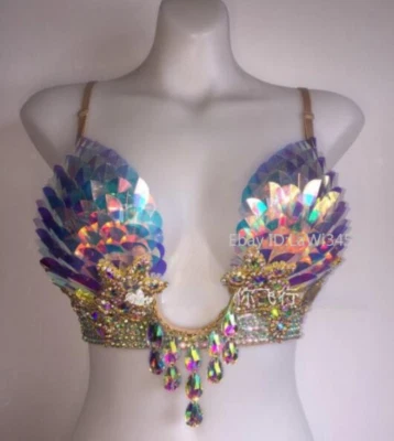 Bra Fish Scales Mermaid Shiny Girl Underwear Luxury Costume Mermaid Bra Handmade - Image 1 of 3