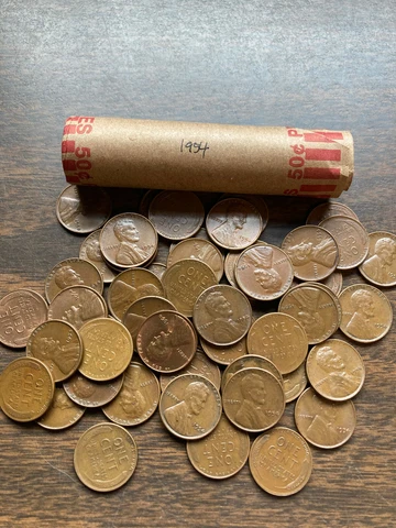 1954-P LINCOLN WHEAT CENT ROLL, nice condition Cover