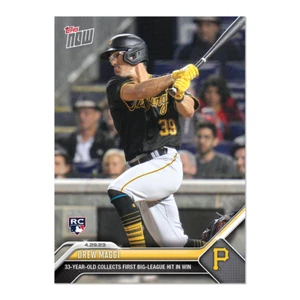 2023 MLB Topps NOW #201 Drew Maggi Pirates Rookie RC 1a carriera colpita in mano - Foto 1 di 2