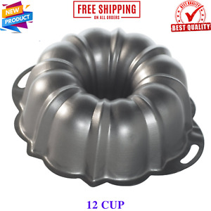 Nordic Ware Aluminum Bundt Cake Pan with Handles, 12 Cup, Non-stick Surface