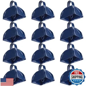 Foraineam 12er Pack Metall Kuhglocken mit Griffen, blau laute Rufglocke Alarmgeräusche - Bild 1 von 5