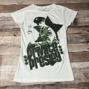 Elvis Presley Shirt Women's Junior Large White Rock N Roll Band Tee Music Merch - Picture 1 of 7